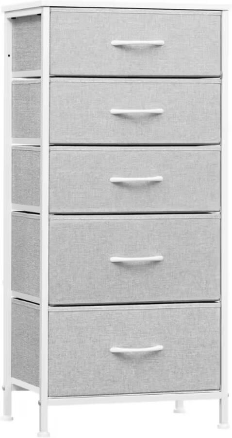 Dripio Ladekast met 5 Lades Dressoir Organizer met Metalen Frame Voor Slaapkamer Woonkamer of Hal Stapelbare Kast Wit Lichtgewicht & Stevig 53x45x95 cm