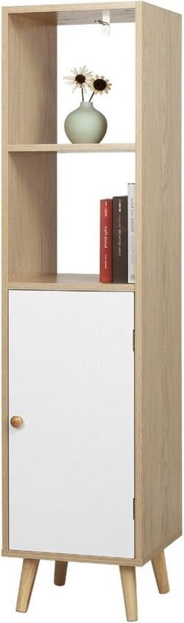 Dripio Moderne Boekenkast 4 Lagen Inclusief Deur Wit Oak 33x30x133cm