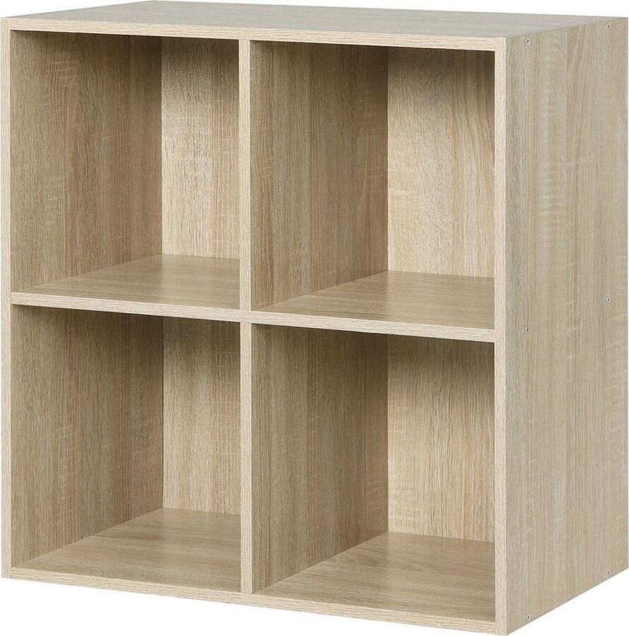 Dripio Moderne Boekenkast 4 Vakken Oak 60x29.5x60cm Hout MDF