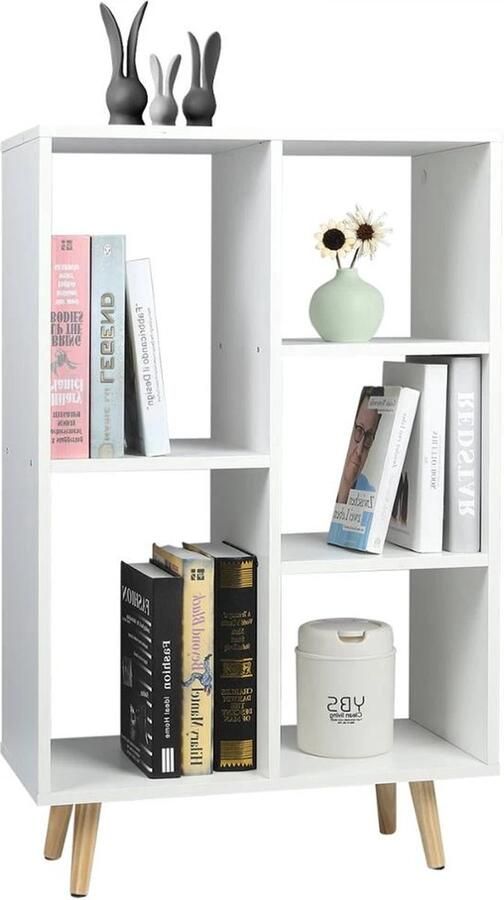 Dripio Open Boekenkast 5 Vakken Wit Boekenrek Hout 60x30x95cm