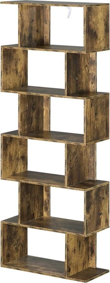 Dripio Open Boekenkast 6 Vakken Bruin Boekenrek 60x23.5x160cm