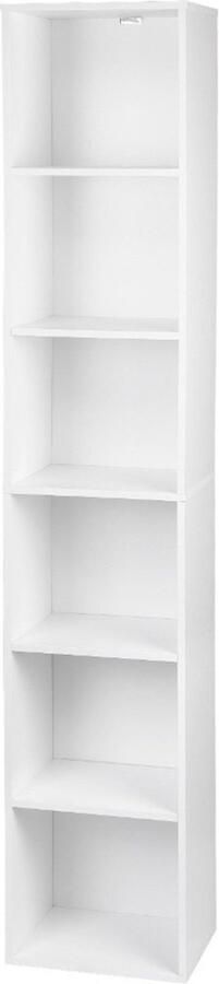 Dripio Open Boekenkast 6 Vakken Wit Boekenrek Hout 30x23.5x158.4cm