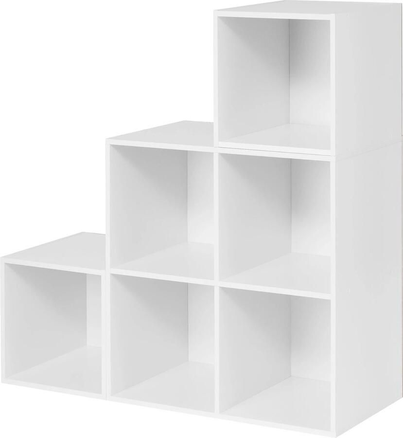 Dripio Open Boekenkast 6 Vakken Wit Boekenrek Hout 90x90x30cm