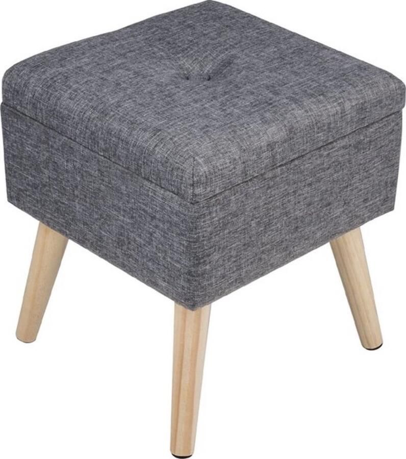Dripio Poef met opbergruimte stevige voetenbank zacht & comfortabel multifunctionele opbergbox stijlvol design donkergrijs 32x36.5 cm