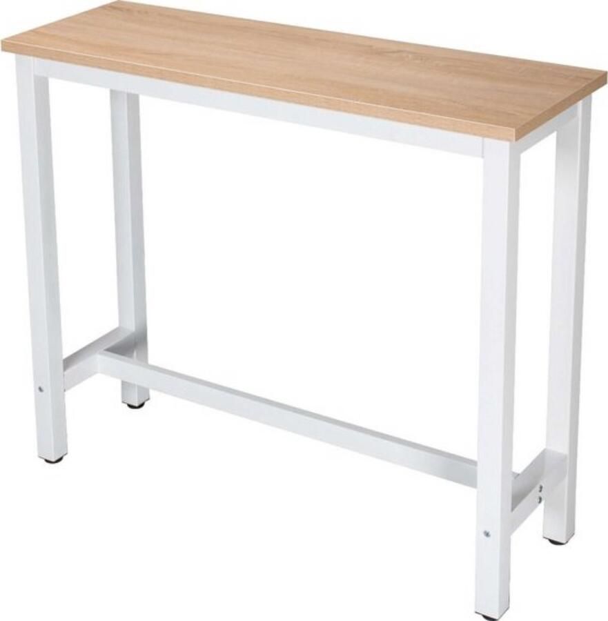 Dripio Rechthoekige bartafel MDF & metaal stijlvol en robuust strak & tijdloos ontwerp wit licht eiken 120x40x100 cm