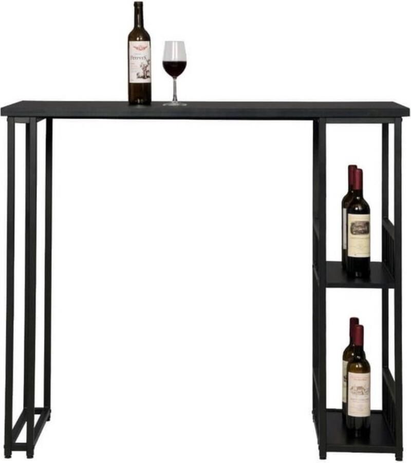 Dripio Rechthoekige bartafel met opslagruimte stevig & robuust stijlvol & praktisch zwart 120x50x105 cm
