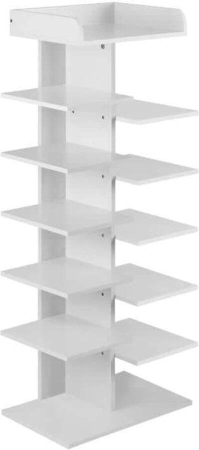 Dripio Schoenenrek 12 Niveaus Witte Schoenenkast Ruimtebesparende Plank Schoenenopslag Houten Schoenenorganizer Geschikt voor Hal Slaapkamer of Woonkamer Stabiel en Duurzaam Design