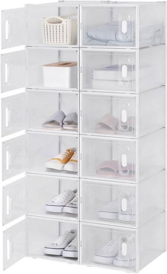 Dripio Schoenenrek Stapelbare Schoenendozen 12 stuks Transparant