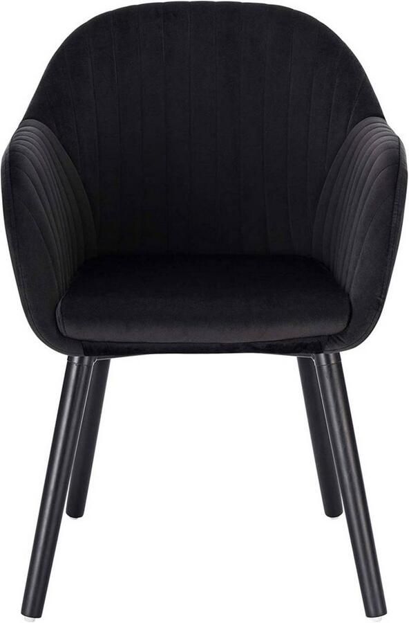 Dripio Set van 2 Eetkamerstoelen Fluweel Gestoffeerd met Armleuningen Ergonomisch Design Stabiel Houten Frame Voor Eetkamer Keuken of Woonkamer Zwart 50x42x81 cm
