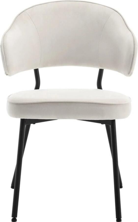 Dripio Set van 2 fluwelen eetkamerstoelen luxe zitcomfort hoogwaardige bekleding ergonomisch gevormd stijlvol & stevig crème