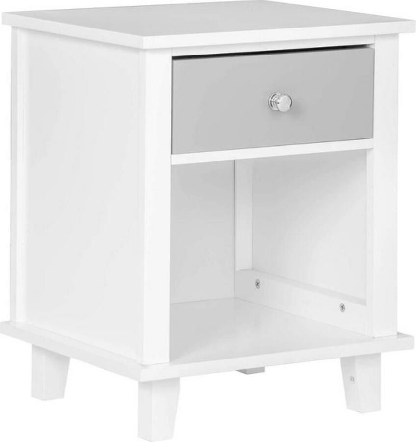 Dripio Set van 2 houten nachtkastjes tijdloos & praktisch massief materiaal geschikt voor slaap- & woonkamer wit