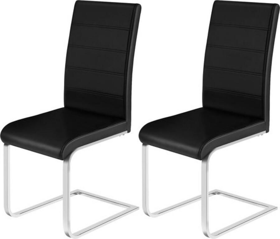 Dripio Set van 2 kunstleren eetkamerstoelen robuust & modern ergonomisch design stijlvol & comfortabel luxe afwerking zwart