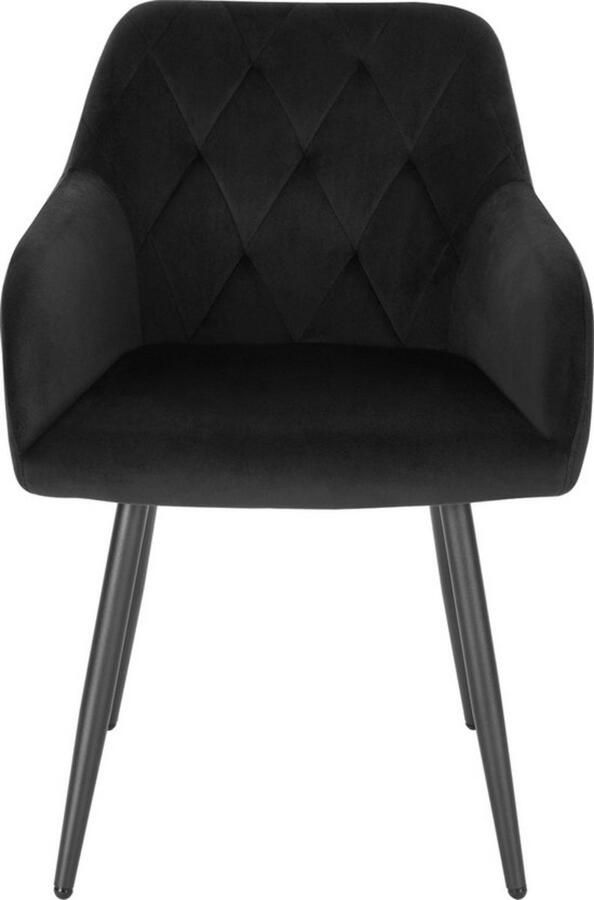 Dripio Set van 2 velvet eetkamerstoelen ergonomisch & comfortabel stijlvolle afwerking tijdloos design stevig en modern zwart