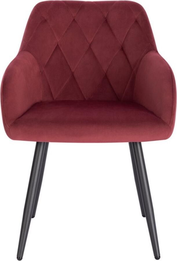 Dripio Set van 2 velvet eetkamerstoelen modern & elegant zachte bekleding ergonomische vorm stevig onderstel tijdloze uitstraling bordeaux