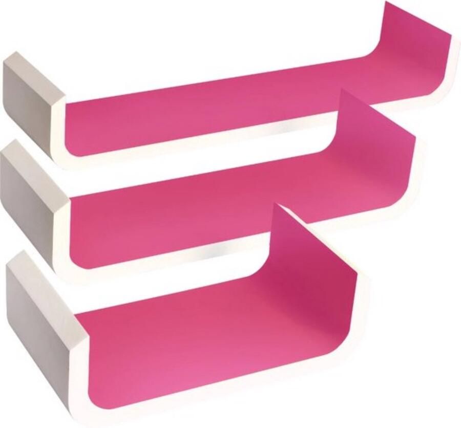 Dripio Set van 3 zwevende wandplanken modern & praktisch stevig hout ruimtebesparend design ideaal voor kinderhoek oranje