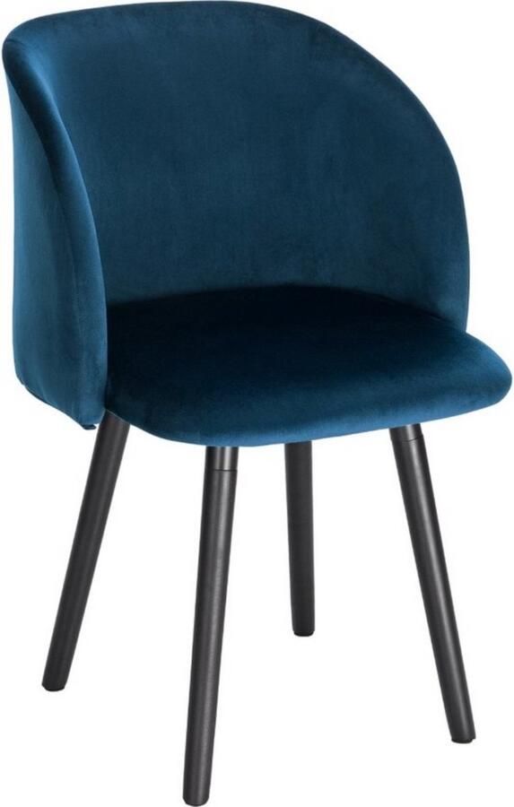 Dripio Set van 4 eetkamerstoelen luxueus fluweel ergonomisch comfort met armleuningen stijlvol design blauw 39x45x84 cm