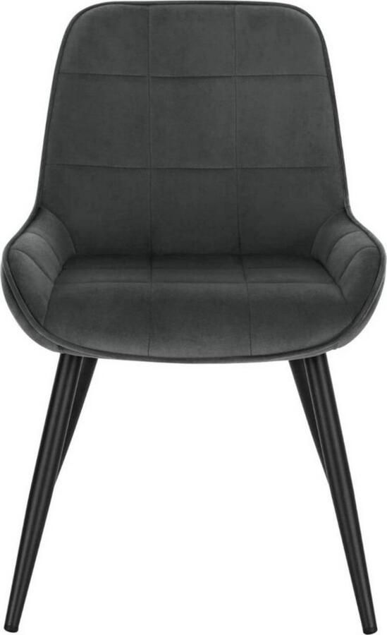 Dripio Set van 4 fluwelen eetkamerstoelen stevig & ergonomisch luxe uitstraling optimaal zitcomfort modern design donkergrijs