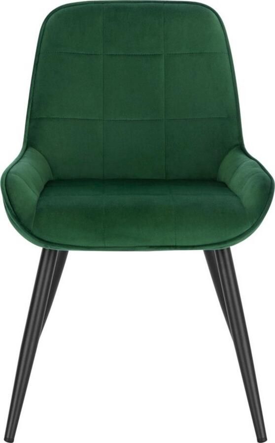 Dripio Set van 4 velvet eetkamerstoelen loungestoelen met zachte bekleding ergonomisch comfort stevig frame donkergroen