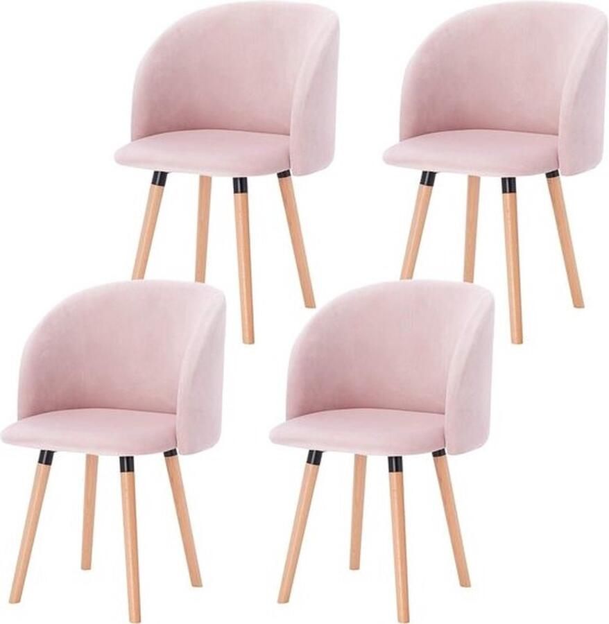 Dripio Stoelen set van 4 Velvet roze Eetkamerstoel Met armleuning Vergaderstoel Zithoogte 47cm