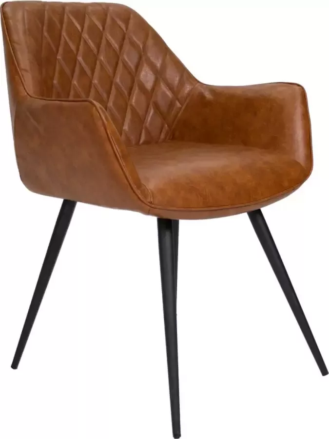 Dripio Eetkamerstoel Aníbal Cognac Stoel Kunstleer Metalen poten Set van 1 Zithoogte 49cm