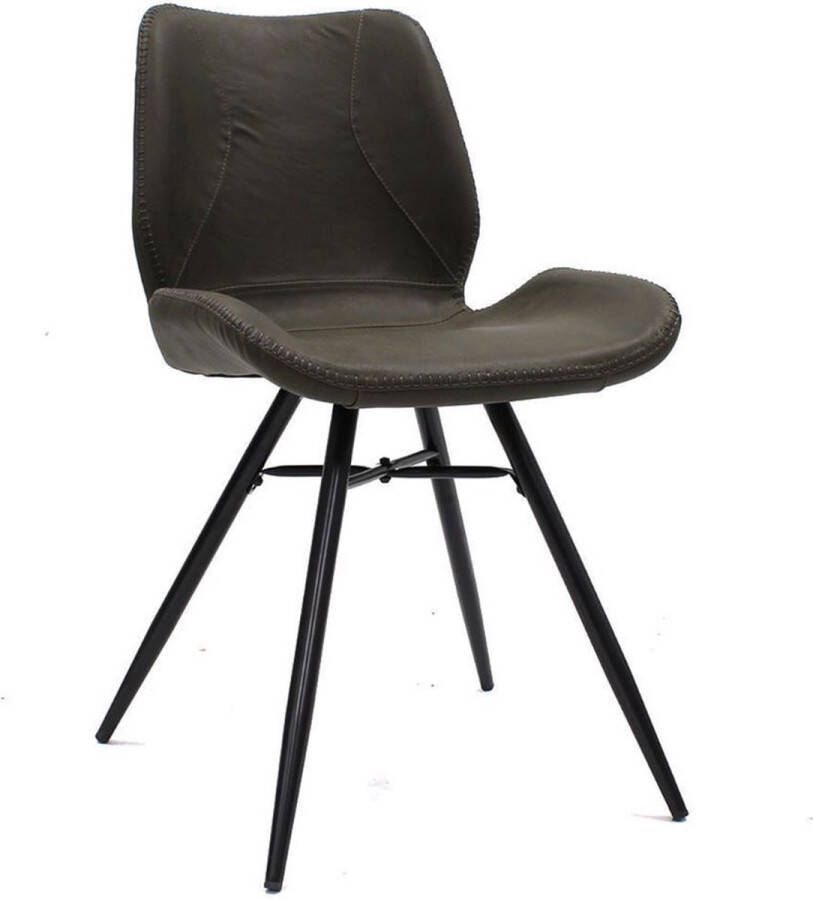 Dripio Eetkamerstoel Björn Keukenstoel Gestoffeerde Stoel Metalen Poten Hoge Rug Kunstleer Bekleding voor Woonkamer Slaapkamer Eetkamer Groen