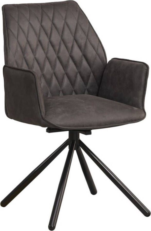 Dripio Eetkamerstoel Hermine Keukenstoel Gestoffeerde Stoel Metalen Poten Hoge Rug Microvezel Bekleding voor Woonkamer Slaapkamer Eetkamer Antraciet