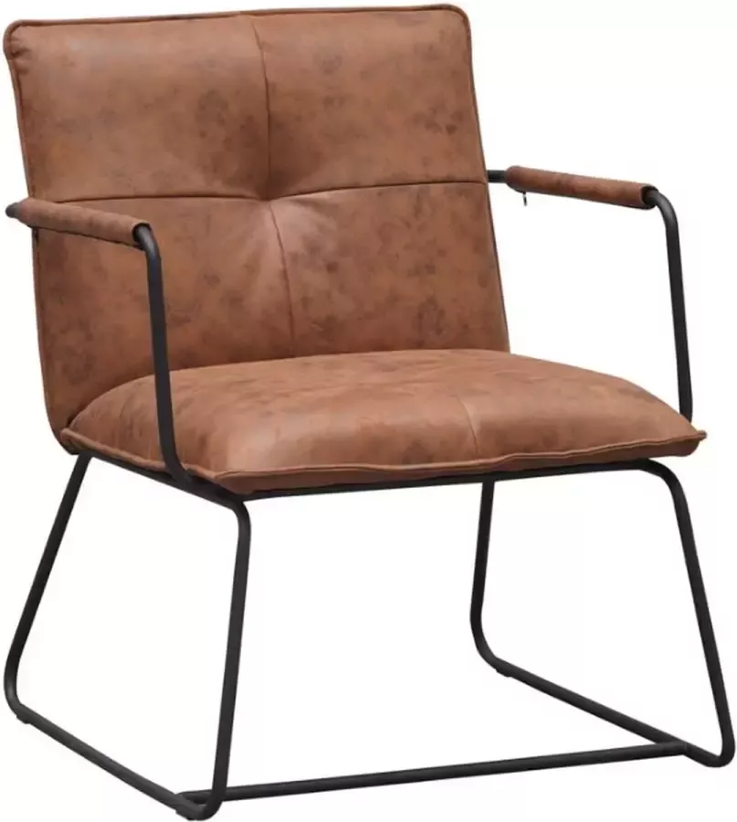 Dripio Eetkamerstoel Jonette XL Keukenstoel fauteuil Gestoffeerde Stoel Metalen Poten Hoge Rug Kunstleer Bekleding voor Woonkamer Slaapkamer Eetkamer Cognac