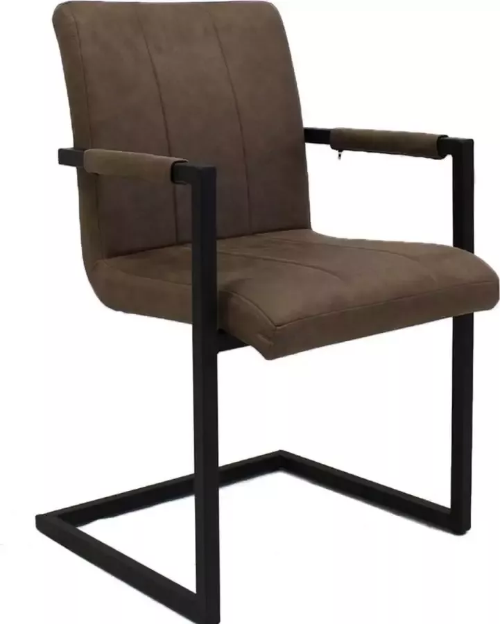 Dripio Eetkamerstoel Kaylen Taupe microvezel Metalen poten set van 1 Zithoogte 46cm