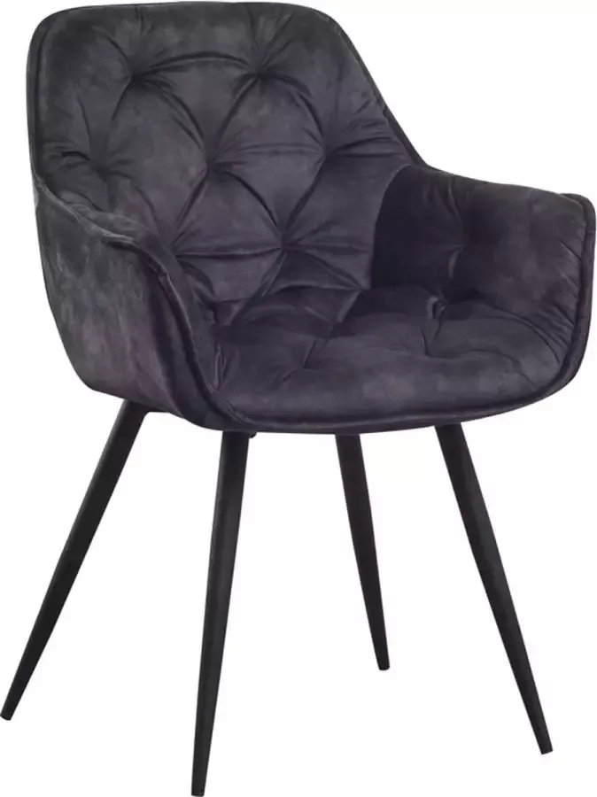 Dripio Eetkamerstoel Keukenstoel Gestoffeerde Stoel Metalen Poten Hoge Rug Velvet Bekleding voor Woonkamer Slaapkamer Eetkamer Antraciet