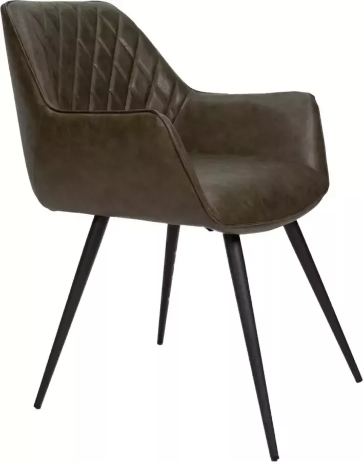 Dripio Eetkamerstoel kruma Groen Stoel Kunstleer Metalen poten Set van 1 Zithoogte 49cm