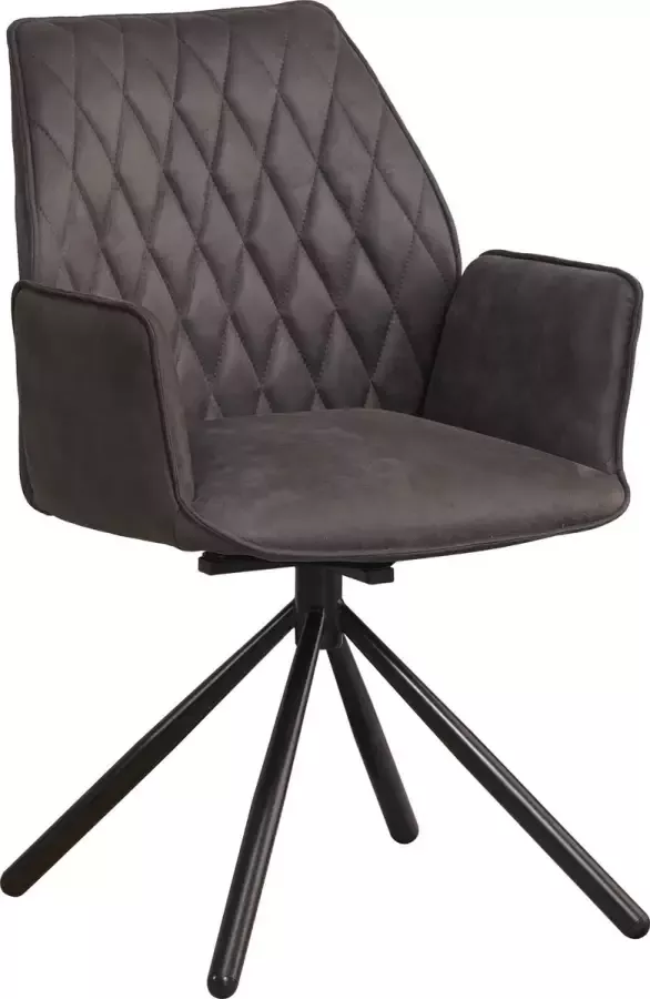 Dripio Eetkamerstoel Leni industrieel Stoel antraciet Metalen poten Microvezel Set van 1 Zithoogte 49cm