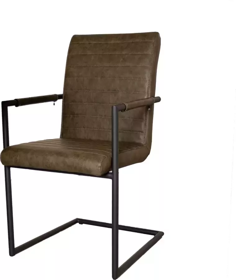 Dripio Eetkamerstoel Mykolas Keukenstoel Gestoffeerde Stoel Metalen Poten Hoge Rug Kunstleer Bekleding voor Woonkamer Slaapkamer Eetkamer Groen