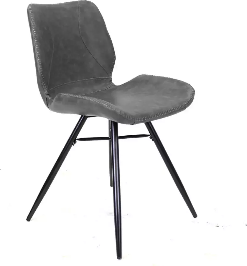 Dripio Eetkamerstoel Parnel Keukenstoel Gestoffeerde Stoel Metalen Poten Hoge Rug Kunstleer Bekleding voor Woonkamer Slaapkamer Eetkamer Antraciet