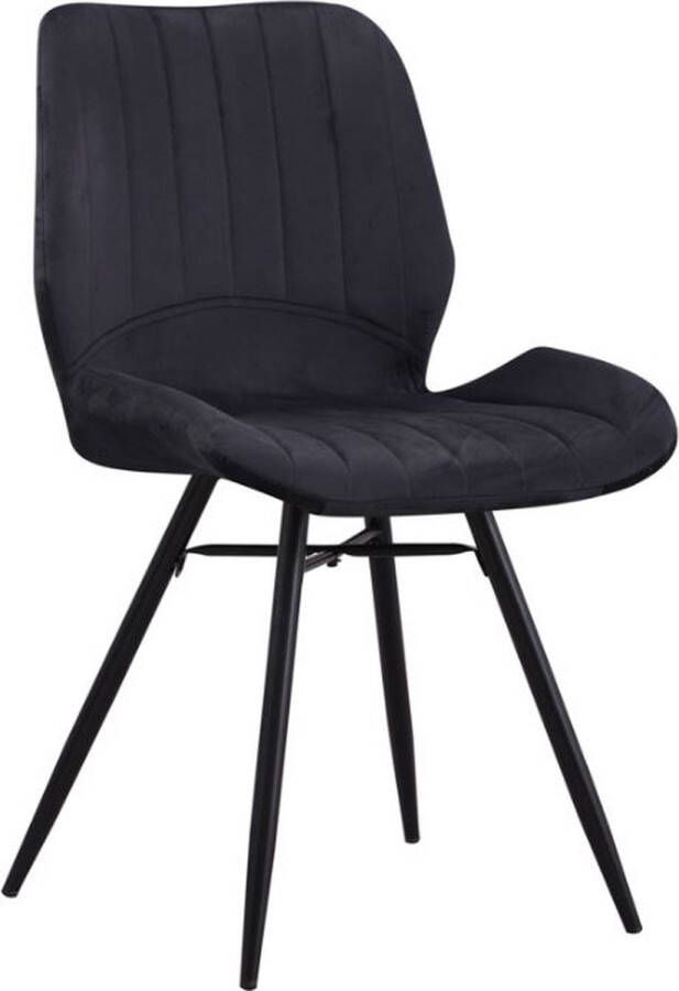 Dripio Eetkamerstoel Travers Keukenstoel Gestoffeerde Stoel Metalen Poten Hoge Rug Velvet Bekleding voor Woonkamer Slaapkamer Eetkamer Zwart