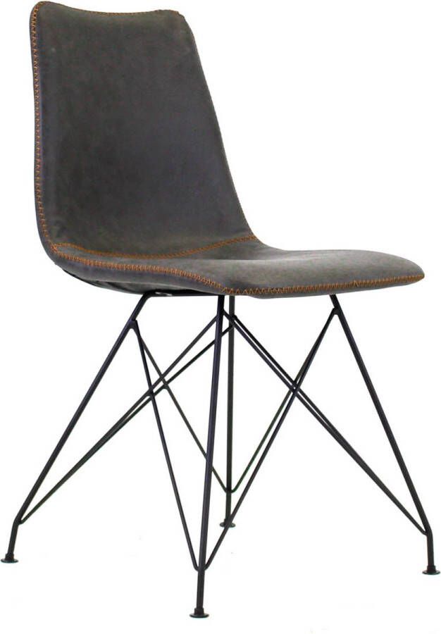 Dripio Eetkamerstoel Zoriana set van 1 Kunstleer antraciet Industrieel Eetkamerstoelen