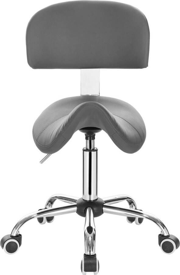 Dripio Ergonomische Zadelkruk Pranay Met Rugleuning Kapperkruk In Hoogte Verstelbaar Op Wieltjes Bureaustoel Kruk Werkkruk Leer Zwart