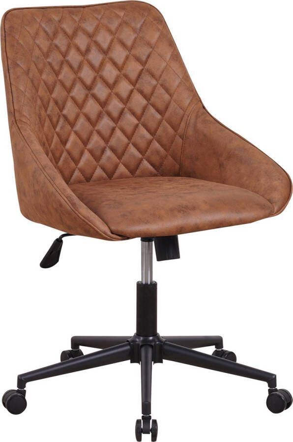 Dripio Humbert Barstoel Met Rugleuning Draaibaar & In Hoogte Verstelbaar Bureaustoel Barstoel Eetkamerstoel cognac Met wielen