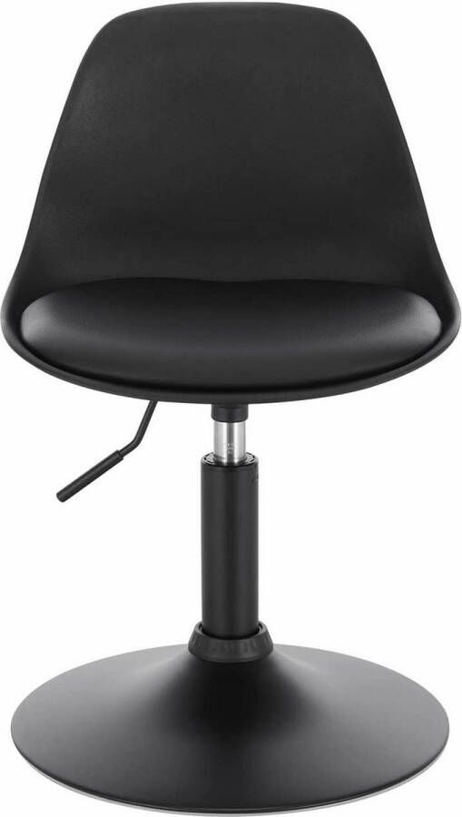 Dripio Mini Barkruk Gaiseric Zwart Set van 1 Kleine ronde kruk Keuken Barstoel Kunstleer Verstelbaar in hoogte Zithoogte 37-49cm