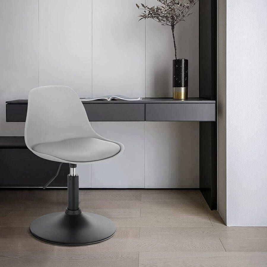 Dripio Mini Barkruk Jovita Grijs Set van 1 Kleine ronde kruk Keuken Barstoel Kunstleer Verstelbaar in hoogte Zithoogte 37-49cm