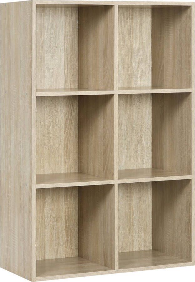 Dripio Moderne Boekenkast Tallak 6 vakken Oak 60x29.5x89cm Boekenplank Woonkamer slaapkamer en kinderkamer Hout MDF