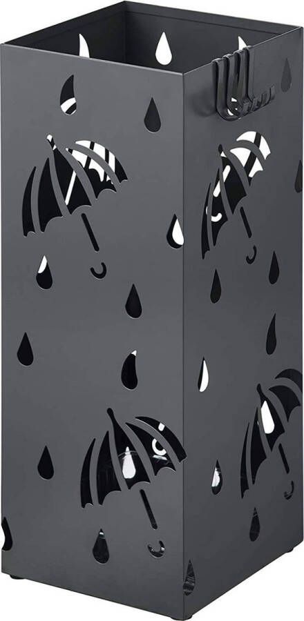 Dripio Paraplubak Wilfrith van metaal Ronde paraplubak Verwijderbare wateropvangbak Met haak Antraciet Metaal 49 x 20 x 20 cm