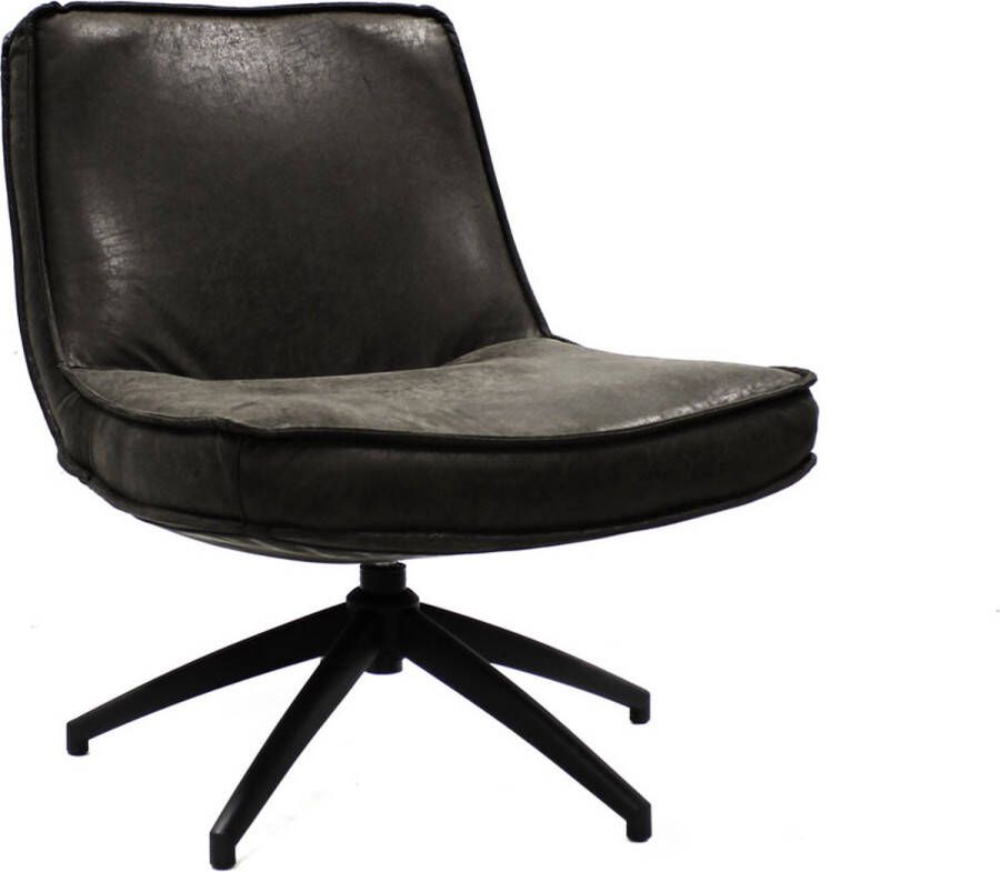 Dripio Relaxstoel Geoffrey Eco-leer Fauteuil antraciet Woonkamer Zonder armleuning