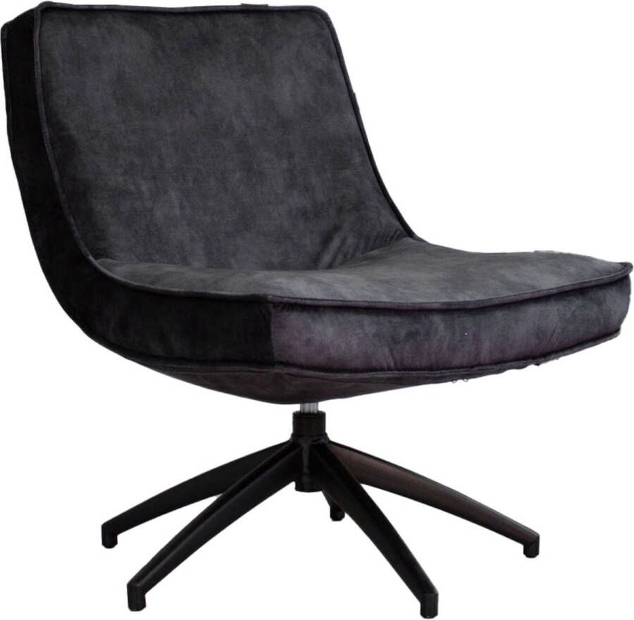 Dripio Relaxstoel Geoffrey Velvet Fauteuil Antraciet Woonkamer Zonder armleuning