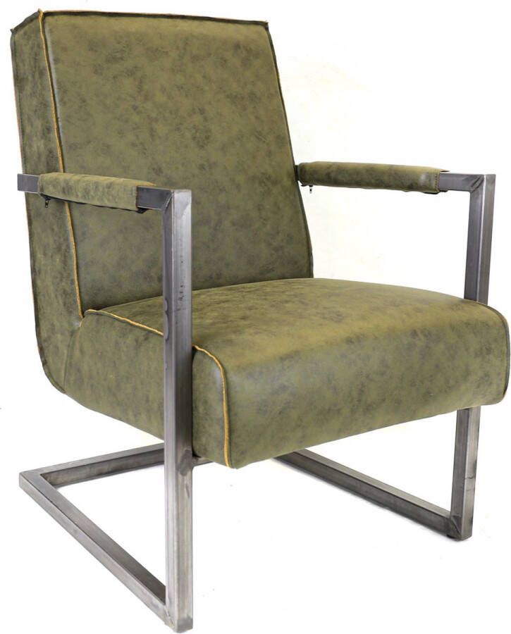 Dripio Relaxstoel Lauge Eco-leer Fauteuil Groen Woonkamer Met armleuning