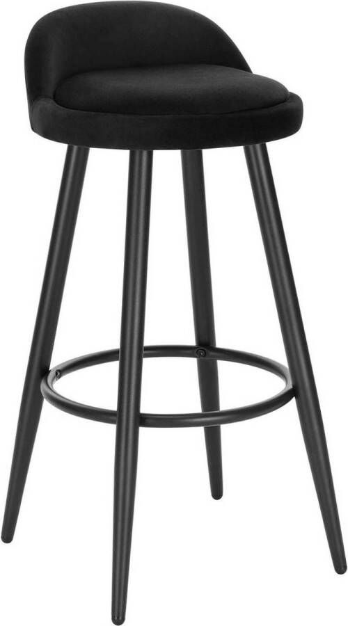 Dripio Velvet Barkruk Jagdish Barstoelen ergonomisch Set van 1 Zwart Met kleine rugleuning Voor Keuken & bar Zithoogte 69cm