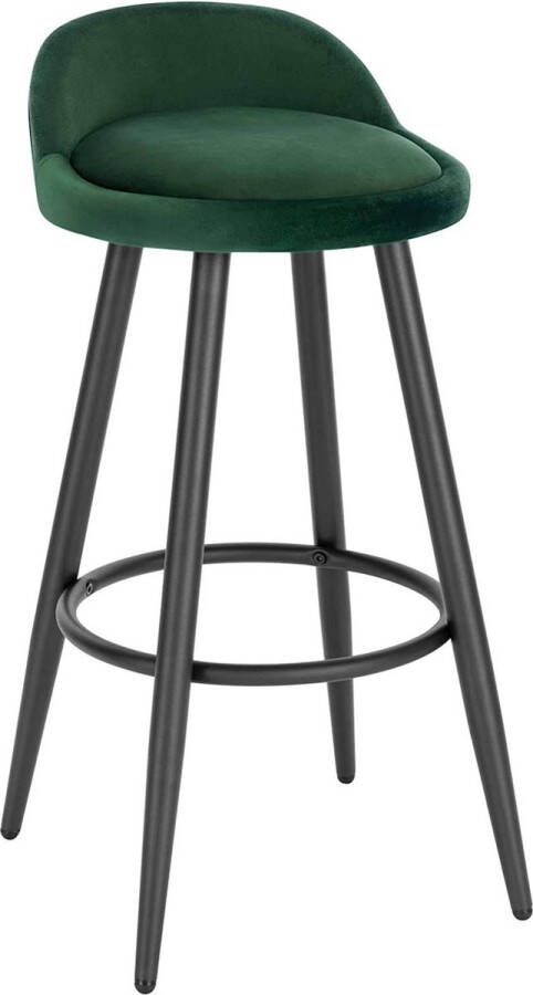 Dripio Velvet Barkruk Radus Barstoelen ergonomisch Set van 1 Donkergroen Met kleine rugleuning Voor Keuken & bar Zithoogte 69cm