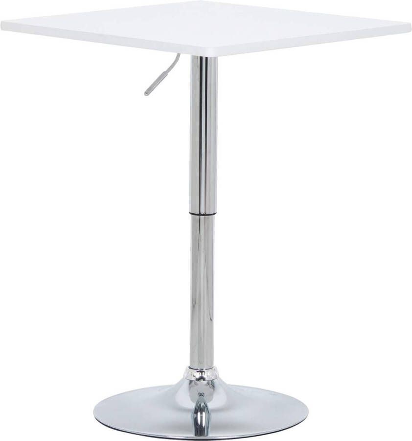 Dripio Vierkante Bartafel Shawna Verstelbaar in hoogte Voor binnen Keuken Hout Metaal Wit 60x60x 68-88cm