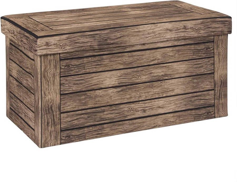 Dripio Voetenbank Merilyn met opbergruimte Poef met opberg Opbergbox hocker Zitkist met deskel Bruin Hout 76x37.5x38cm