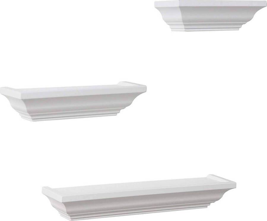 Dripio Wandplank Romána Zwevend Barokke stijl Wandrek Boekenplank Fotoplank kinderkamer Zwevende wandplanken tegen muur Hout MDF Zwart Set van 3