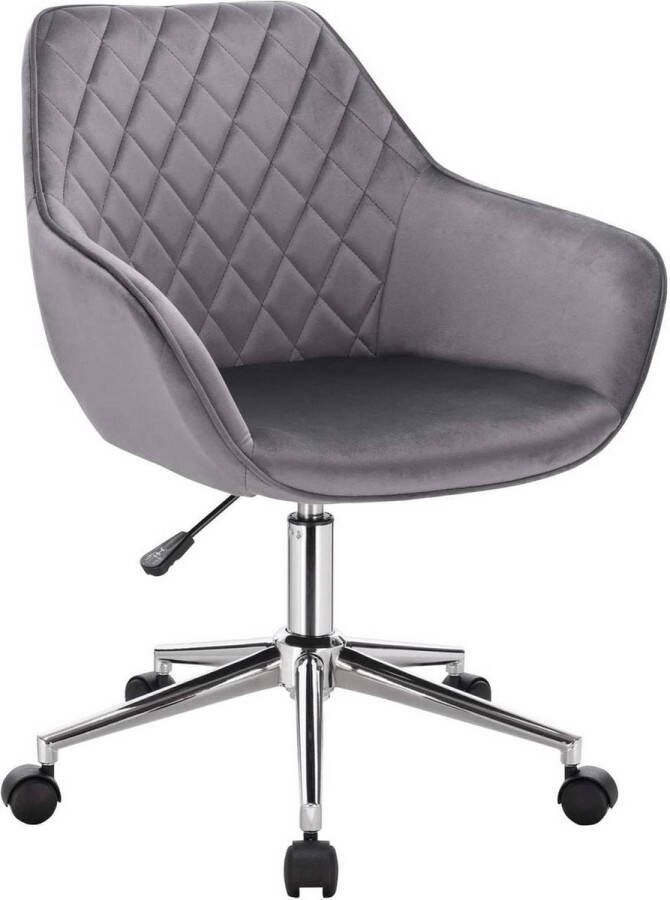 Dripio Werkkruk Tethys Donkergrijs Voor volwassenen Op wieltjes Velvet Ergonomische bureaustoel In hoogte verstelbaar Met armleuning